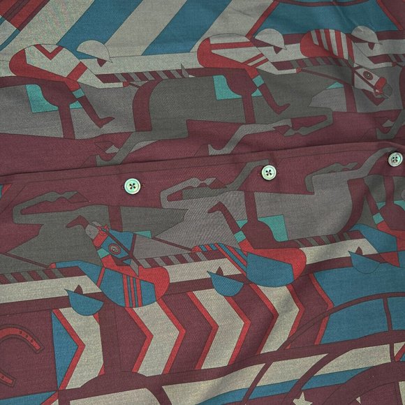 Hermes Steeple Chase Finess Shirt 15 3/4 - 40 France Brick Red Polished Cotton - Picture 4 of 14